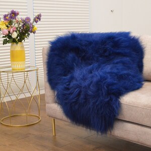 Genuine Natural Icelandic DARK BLUE Sheepskin Rug, Pelt, carpet, Giant Sheepskin rug, Large sheepskin Rug, Sheepskin 47x28"