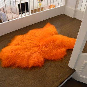 Genuine Natural Icelandic ORANGE Sheepskin Rug, Pelt, carpet, Giant Sheepskin rug, Birthday Gift Rug, Exclusive Sheepskin SIZE