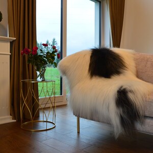 XXXXL White-black Natural Sheepskin Rug, Sheep Skin Rug, Birthday Gift, Sheepskin Throw, Luxury Sheepskin Rug, Scandinavian Decor