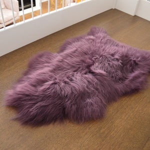 Genuine Natural Icelandic VIOLET Sheepskin Rug, Pelt, carpet, Giant Sheepskin rug, Birthday Gift Rug, Exclusive Sheepskin SIZE