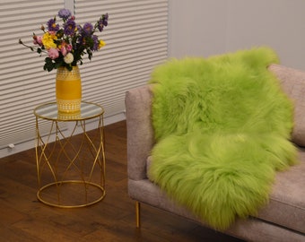 Genuine Natural Icelandic GREEN APPLE Sheepskin Rug, Pelt, carpet, Giant Sheepskin rug, Large sheepskin Rug, Sheepskin 47x28"
