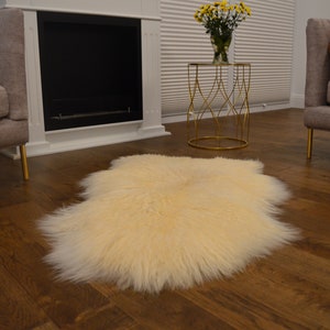 Natural Icelandic White Cream Genuine Sheepskin Rug, Single Pelt, Sheep Skin Rug, Sheepskin Throw 49&quot;x31&quot;