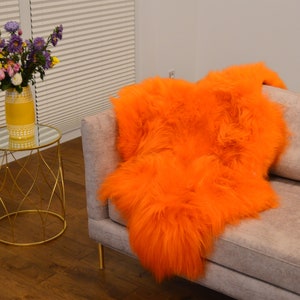 Genuine Natural Icelandic ORANGE Sheepskin Rug, Pelt, carpet, Giant Sheepskin rug, Large sheepskin Rug, Sheepskin 47x28"