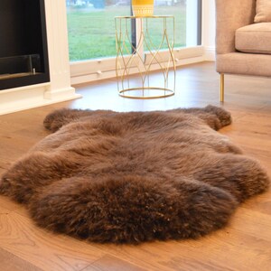 Natural Sheepskin Rug BROWN, Single Pelt, Sheep Skin Rug, Birthday Gift, Sheepskin Throw, Exclusive Sheepskin Rug 49&quot;x 27&quot;