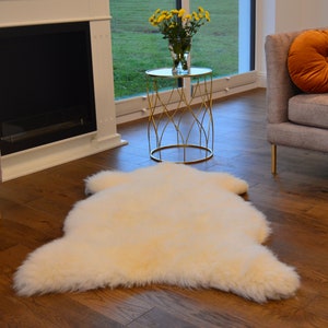 Beautiful White Real SHEEPSKIN rug | Natural Humanely Sourced | White Sheepskin Throw| Scandinavian Style Rustic Home Decor