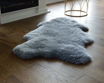 Genuine GRAY Sheepskin Rug, Pelt, carpet, Giant Sheepskin rug, Large sheepskin Rug, Sheepskin 45x23"