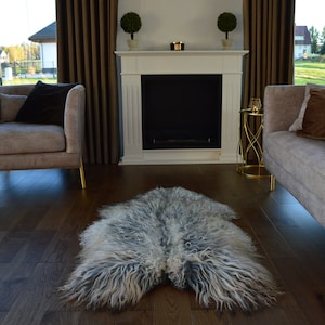 Real Icelandic Sheepskin Curly Wool Gray Rug Scandinavian Decor Sofa Sheepskin throw Chair Cover Natural Sheep Skin Rugs
