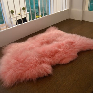 Genuine Natural Icelandic PINK Sheepskin Rug, Pelt, carpet, Giant Sheepskin rug, Birthday Gift Rug, Exclusive Sheepskin SIZE