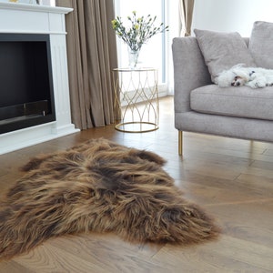 Natural Brown Icelandic Genuine Sheepskin Rug, Single Pelt, Sheep Skin Rug, Sheepskin Throw