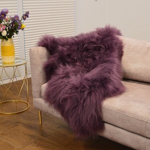 Genuine Natural Icelandic VIOLET Sheepskin Rug, Pelt, carpet, Giant Sheepskin rug, Large sheepskin Rug, Sheepskin 47x28"