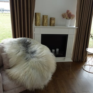 Natural GRAY Icelandic Genuine Sheepskin Rug, Single Pelt, Sheep Skin Rug, Sheepskin Throw 53&quot;x33&quot;