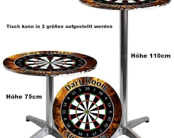 Bar table or bistro table with print dart dartboard in various designs