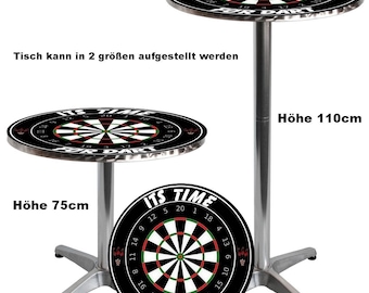 Bar table or bistro table with print dart dartboard in various designs