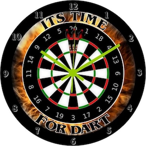 Dart wall clock with inscription Its Time for Dart Steel