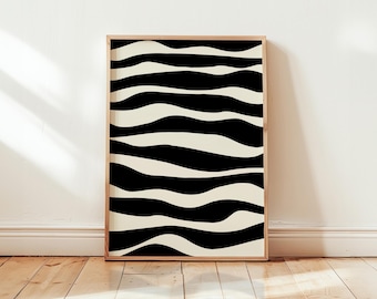 Abstrakte Poster ohne Rahmen – Wanddekoration in schwarz und beige -Geometrische Linienmalerei - Kunst » Poster für Schlafzimmer, Wohnzimmer
