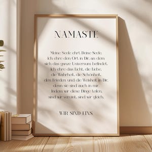 Namasté Poster mit Poster Seele für Yoga-Raum oder Wohnzimmer - Yoga Poster deutsch
