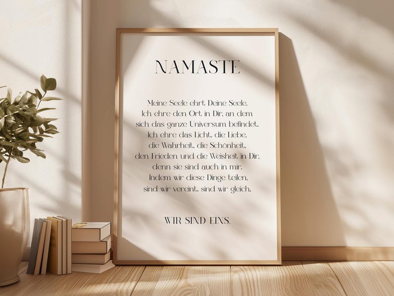 Namasté Poster mit Poster Seele für Yoga-Raum oder Wohnzimmer - Yoga Poster deutsch