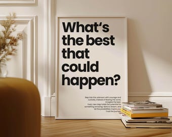 Motivationsposter Spruch "What's the best that could happen?" » Typografieposter good health and success -Minimalismus und moderne Wandkunst