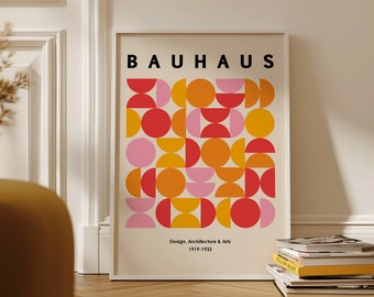 Bauhaus Poster gedruckt - Retro Wanddekoration | Posterdruck – Line Art Bilder Bauhaus | Poster 50x70 & mehr Formate - knallige Farben