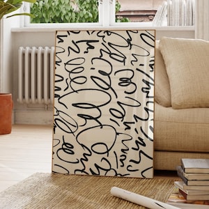 Abstraktes Poster ohne Rahmen – Modernes Schwarz-Beige Design – Minimalistische Wanddeko für Wohnzimmer & Büro – Kunst » Line Art Wandbild