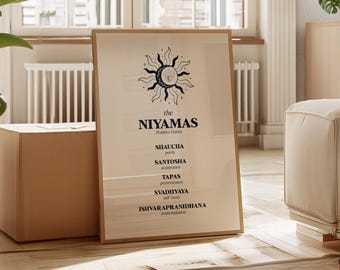 Niyamas Poster – deine Yoga Wandkunst | Yoga Home Dekor Spirituelle Druckbare Sprüche – Chakra Poster » Yoga Studio Bild gedruckt