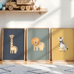 Kinderposter Safari 3er Set – Poster Kinderzimmer 50x70, 40x50 und mehr | Tiere Wanddeko, Tierbilder Kinderpostershop – Bilderwand gedruckt