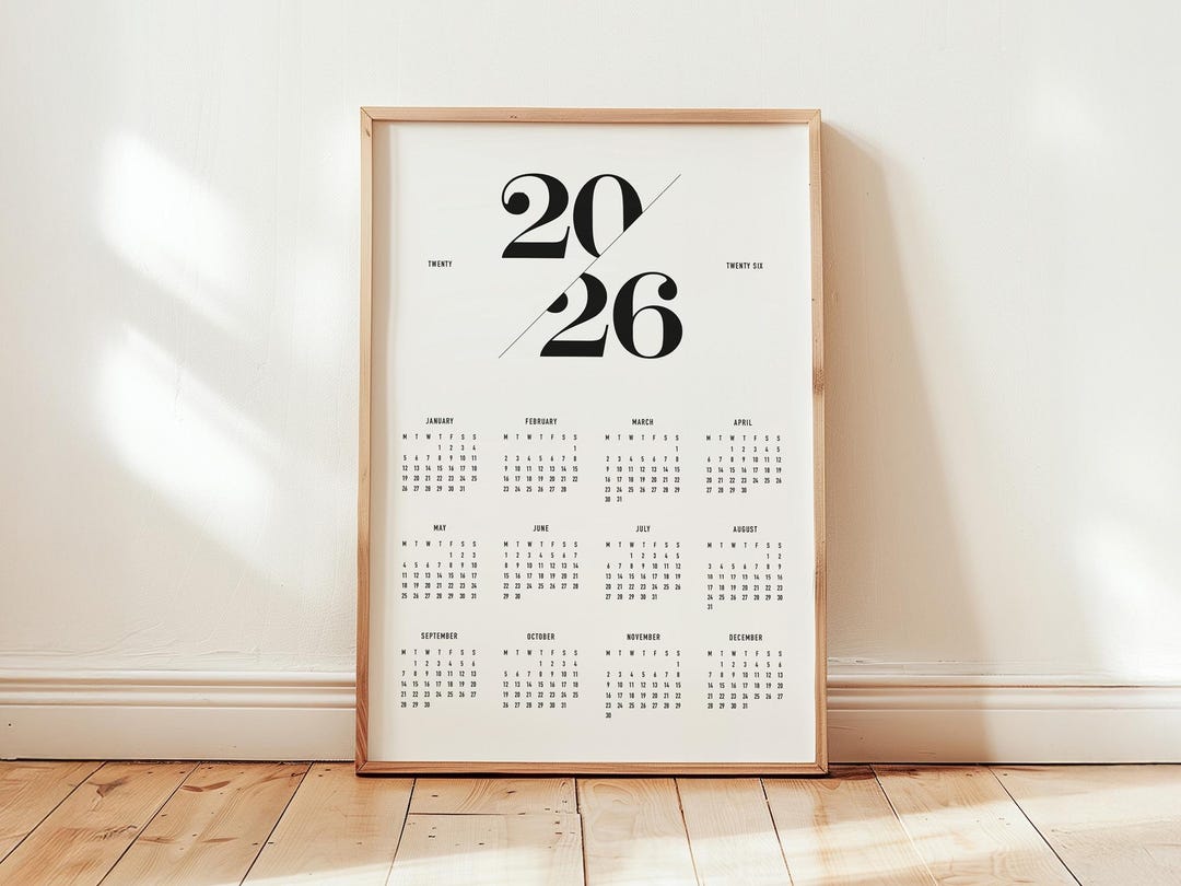 Wall Calendar 2026 – Minimalist Black and White Art Print ...
