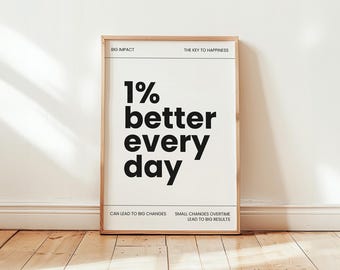 Motivation Poster - 1% better every day Poster – Kunstdruck Textposter | Bürodekoration und Inspiration Art » 1 percent Methode journal