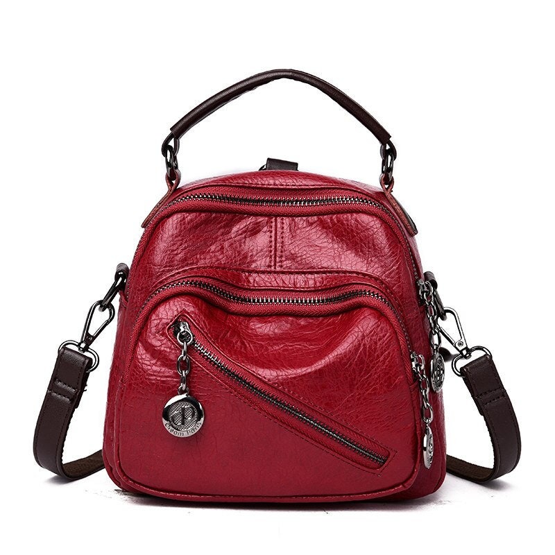 Designed Mini Backpack Vintage Women Leather Shoulder Bag - Etsy