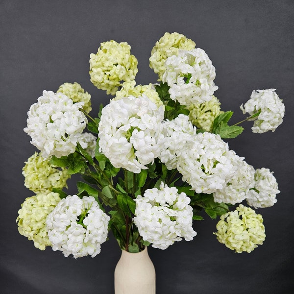 Viburnum Opulus Blüten Schneeball Bündel 5 Stück Künstlich Weiß Grün 88cm