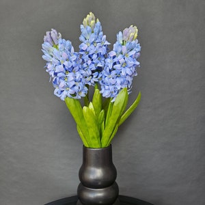 Hyacinth Flowers Bouquet 3 Stems Blue Green Purple Artificial Silk Latex High Quality Home Decoration Vase 40 cm height by Milda Smilga image 1