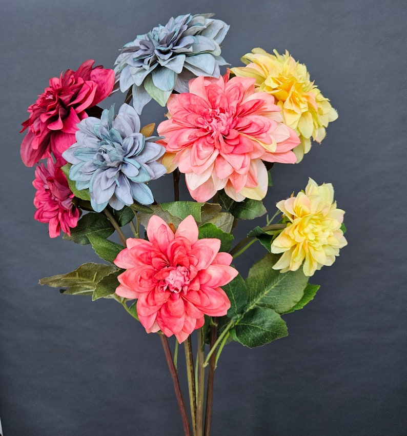 Dahlia Artificial Flower Bouquet Multicolour Home Decor Bouquet by Milda Smilga image 3