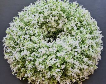 Door wreath Faux Artificial White green boxwood Wedding wreath Wall wreath Home decor