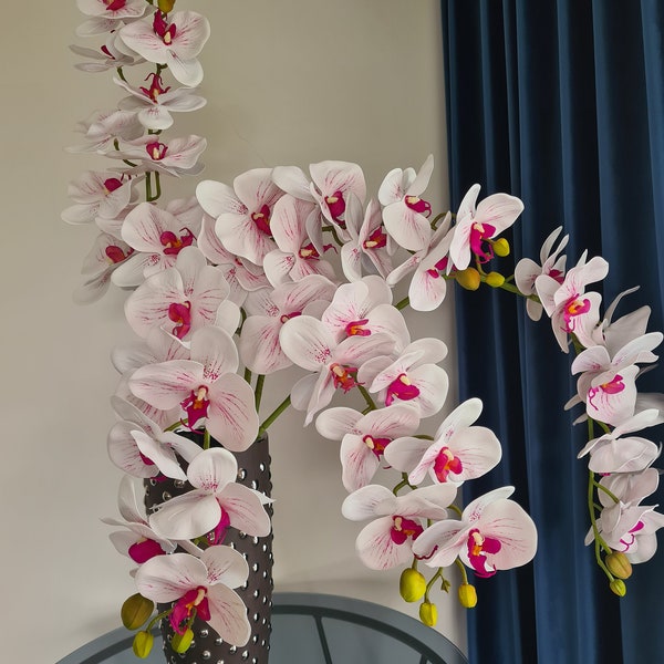 Orquídea de tallo blanco, artificial, látex sintético, ramo de bricolaje, decoración de alta calidad, tacto Real, 90cm, de Milda Smilga