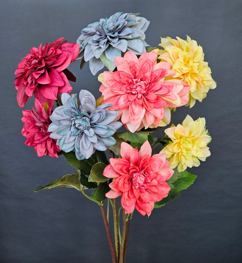 Dahlia Artificial Flower Bouquet Multicolour Home Decor Bouquet by Milda Smilga image 2