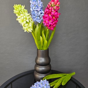 Hyacinth Flowers Bouquet 3 Stems Blue Green Purple Artificial Silk Latex High Quality Home Decoration Vase 40 cm height by Milda Smilga image 5