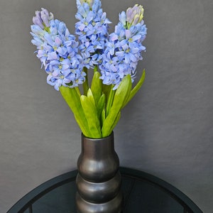 Hyacinth Flowers Bouquet 3 Stems Blue Green Purple Artificial Silk Latex High Quality Home Decoration Vase 40 cm height by Milda Smilga image 3