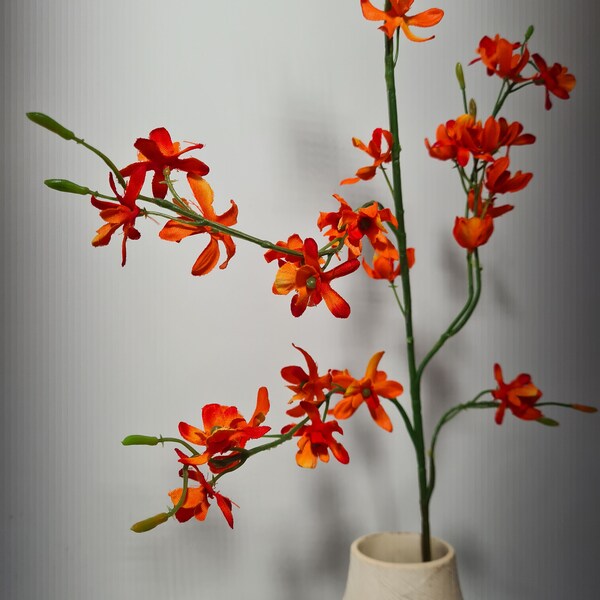 Faux Orchid Orange Stems Branches Small Blossoms 94cm Height Floral Arrangement DIY projects