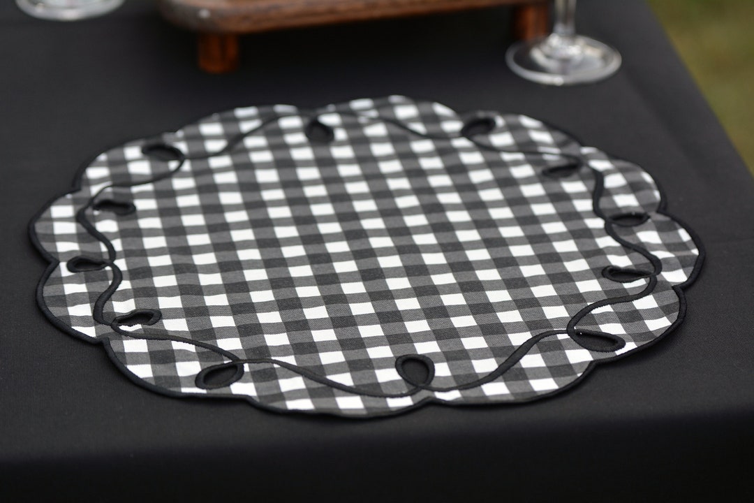 Elegant Black and White Damask Tablecloth Handmade Vintage Etsy