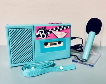Reproductor de casetes y micrófono vintage de 1989 para el set de Barbie de discoteca 4917 (funciona)