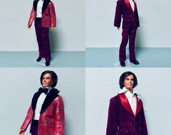 vintage 1971 mod hair ken in guag very deluxe tux9745 &night scene set1496 nice!