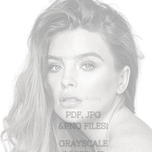Målarbok med gråskaleporträtt, utskrivbara målarbilder för vuxna, ladda ner gråskaleillustrationer, utskrivbara JPG- och PDF-filer, flicka i gråskala