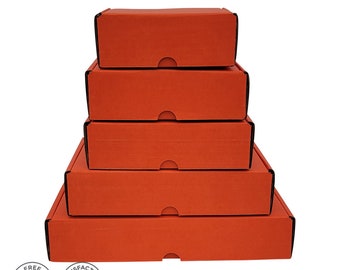 Pack of 50 Orange Cardboard Mailer Boxes, Subscription Packaging