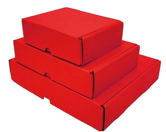 Pack of 50 Red Cardboard Mailer Boxes, Gift Packaging