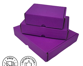 Pack of 50 Purple Cardboard Mailer Boxes, Gift Packaging