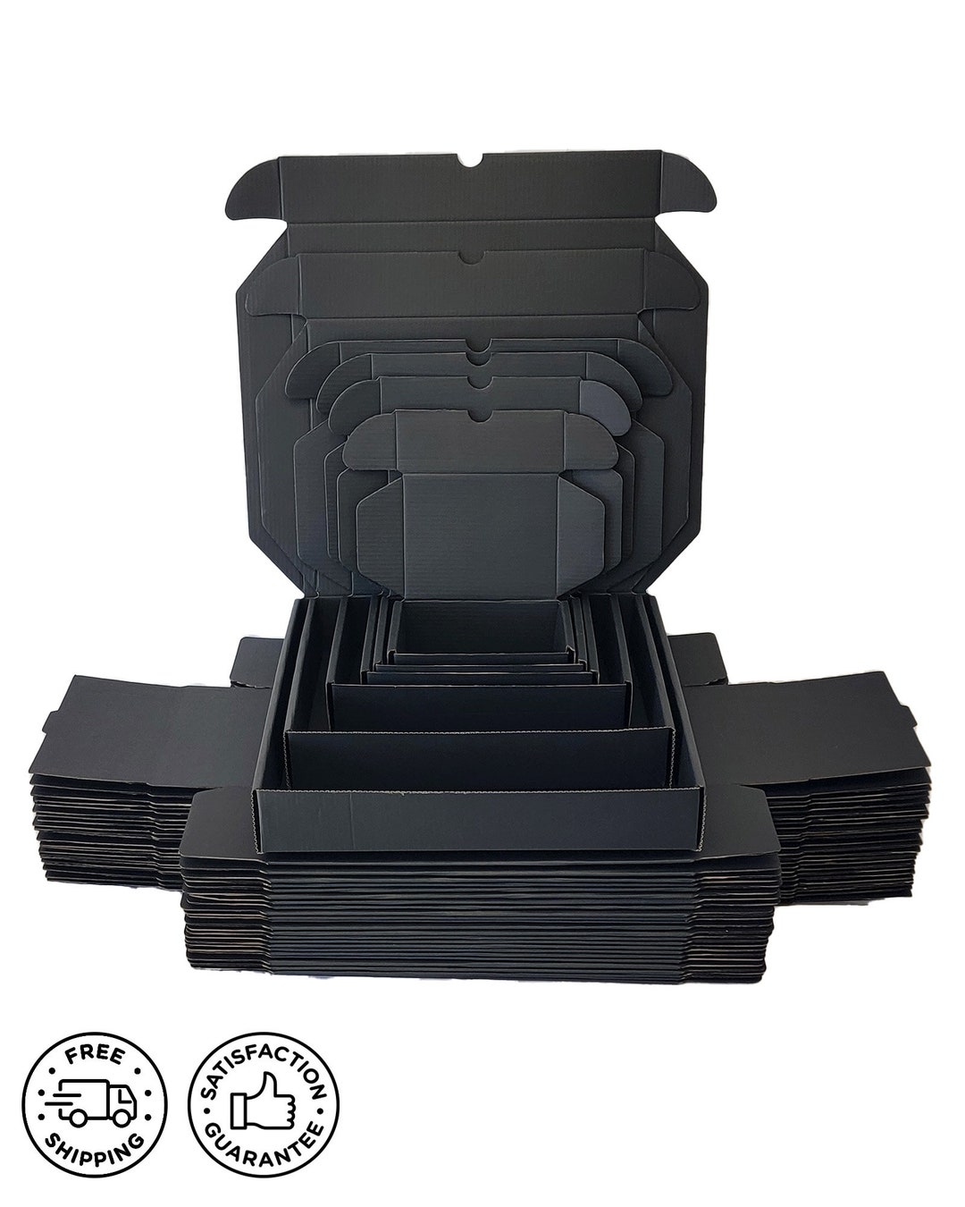 Pack of 25/50/100 Black Boxes, Packaging Boxes, Gift Boxes, Mailer