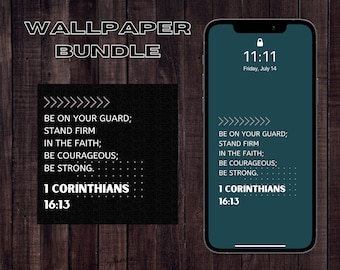 Męski 1 Koryntian 16:13 iPhone Wallpaper Pack | Odcienie Ziemi | Tło do zapamiętywania Pisma Świętego | Tło dla Mężczyzn Natychmiastowe pobieranie