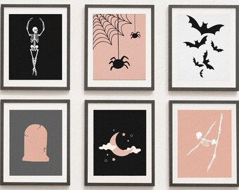 Neutralna galeria ścienna na Halloween | Straszne materiały do druku (do pobrania cyfrowego)