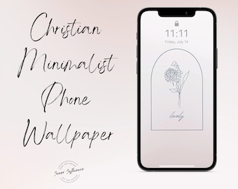 Chrześcijańska tapeta na iPhone'a z motywem kwiatowym | Minimalistyczny ekran blokady z wersetami biblijnymi (6 szt. do pobrania w wersji cyfrowej)