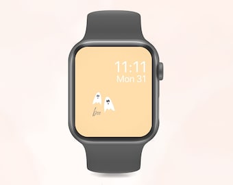 Urocze, upiorne tarcze zegarka na Halloween | Minimalistyczne, jesienne tło do zegarka Apple Watch | Pakiet tapet na zegarek z duchami Halloween | 5 szt. (POBIERZ CYFROWO)